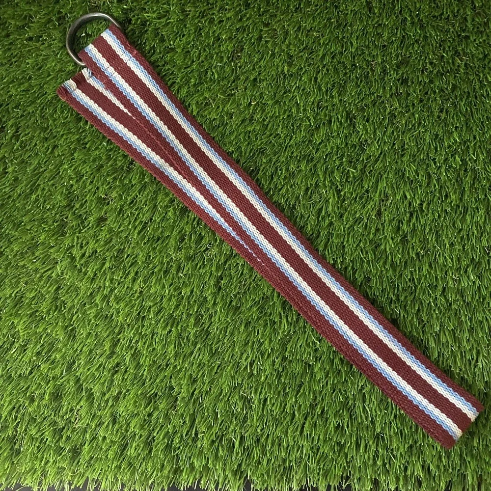Maroon Blue White Stripe Youth D-Ring Belt Unisex Classic‎ Preppy Multicolored